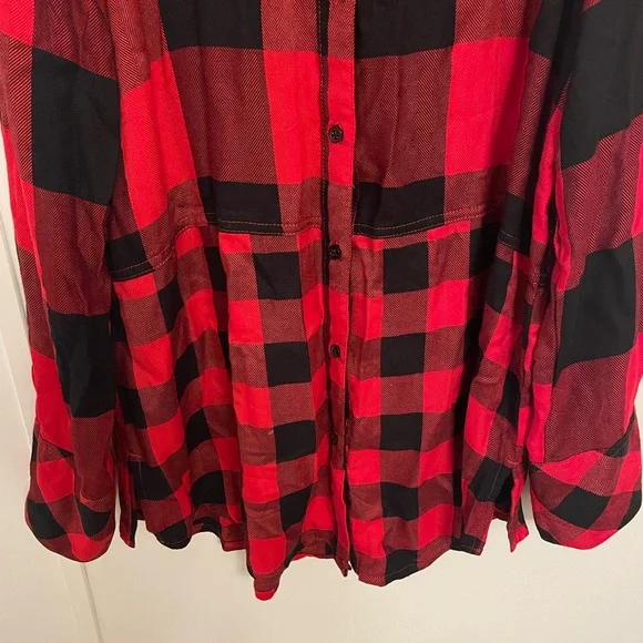 Cato Red and Black Buffalo Plaid  Long Sleeve Button Down Shirt - Picture 5 of 7